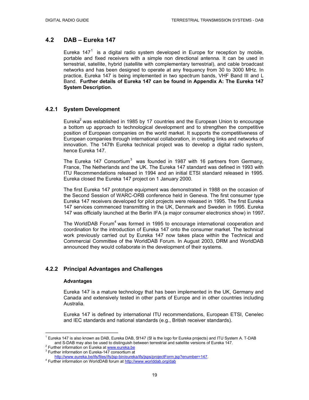 Grundig Digital Radio manual DAB Eureka, System Development, Principal Advantages and Challenges, System Description 