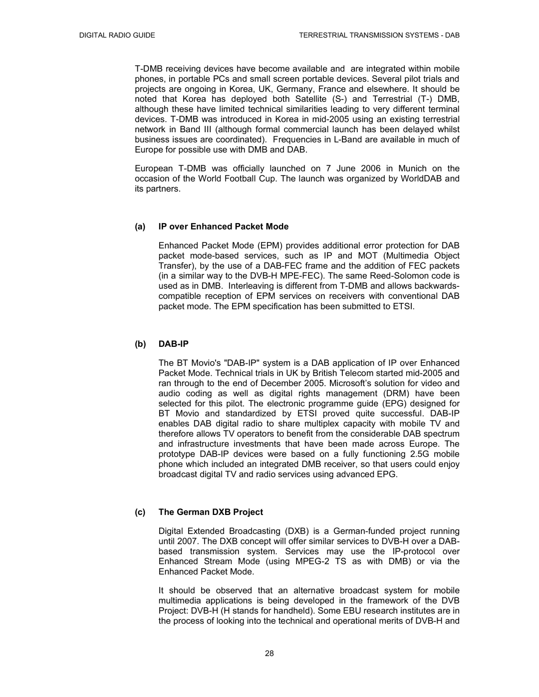 Grundig Digital Radio manual IP over Enhanced Packet Mode, Dab-Ip, German DXB Project 