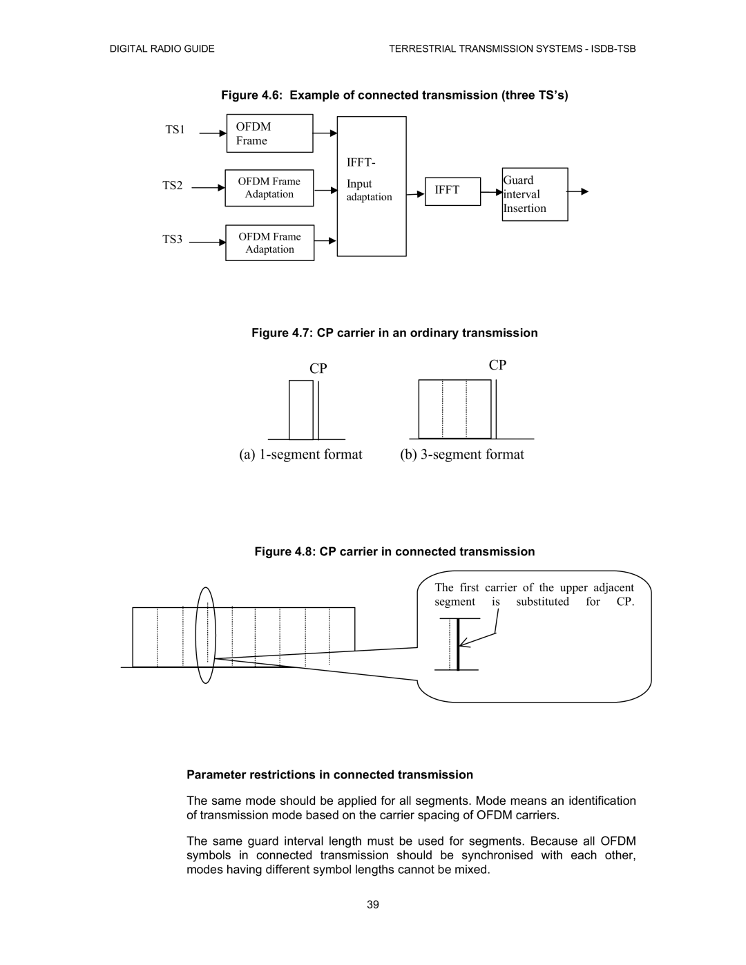 Grundig Digital Radio manual Example of connected transmission three TS’s, Parameter restrictions in connected transmission 