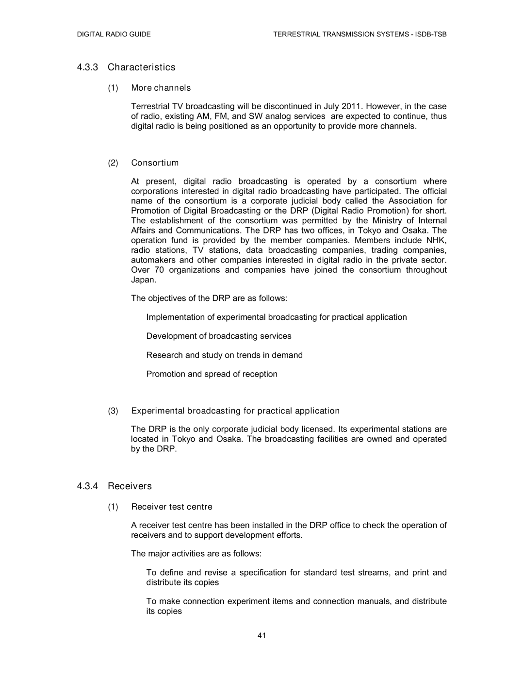 Grundig Digital Radio manual Characteristics, Receivers 