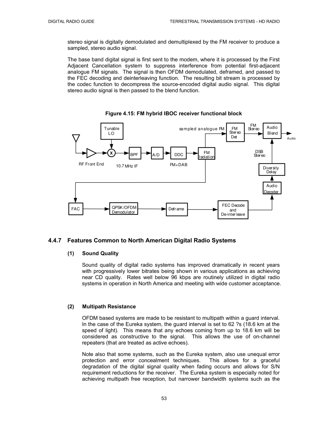 Grundig manual Features Common to North American Digital Radio Systems, Sound Quality, Multipath Resistance 