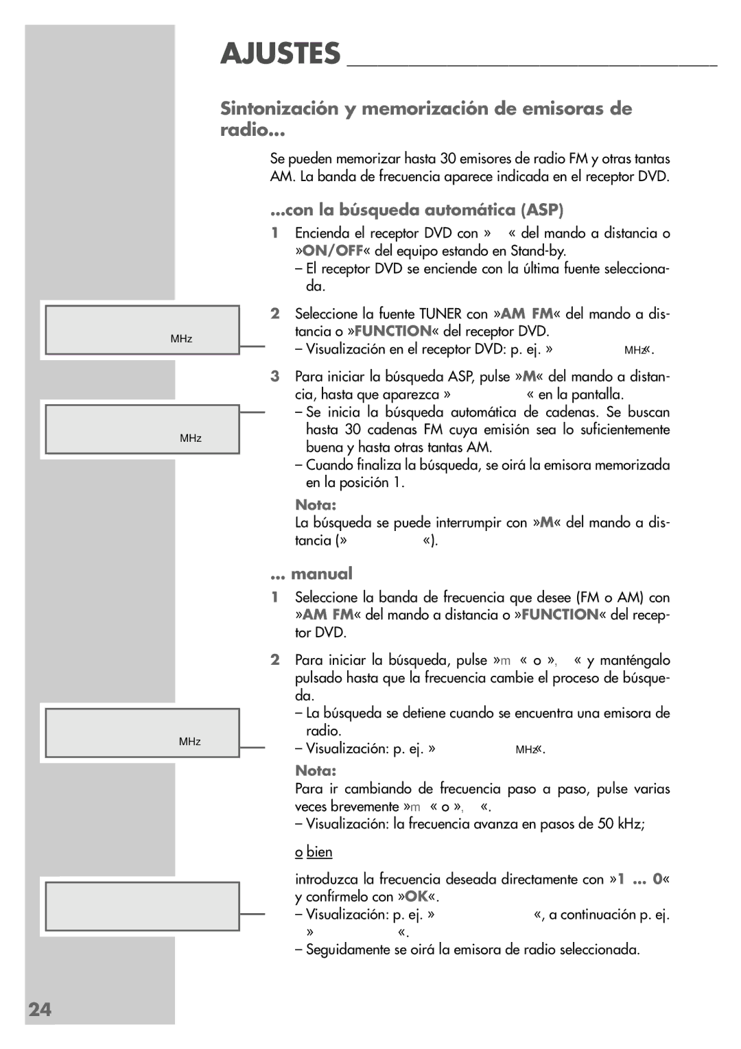 Grundig DR 5400 DD manual Sintonización y memorización de emisoras de Radio, Con la búsqueda automática ASP, Manual 