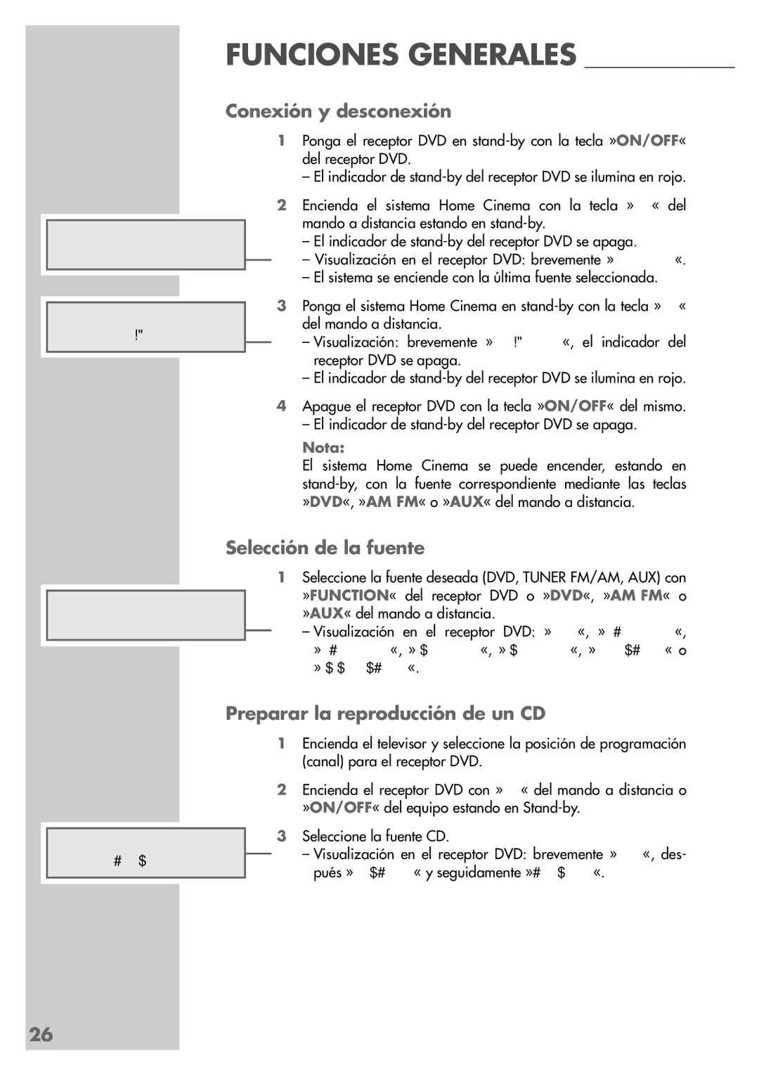 Grundig DR 5400 DD manual Conexión y desconexión, Selección de la fuente, Preparar la reproducción de un CD 