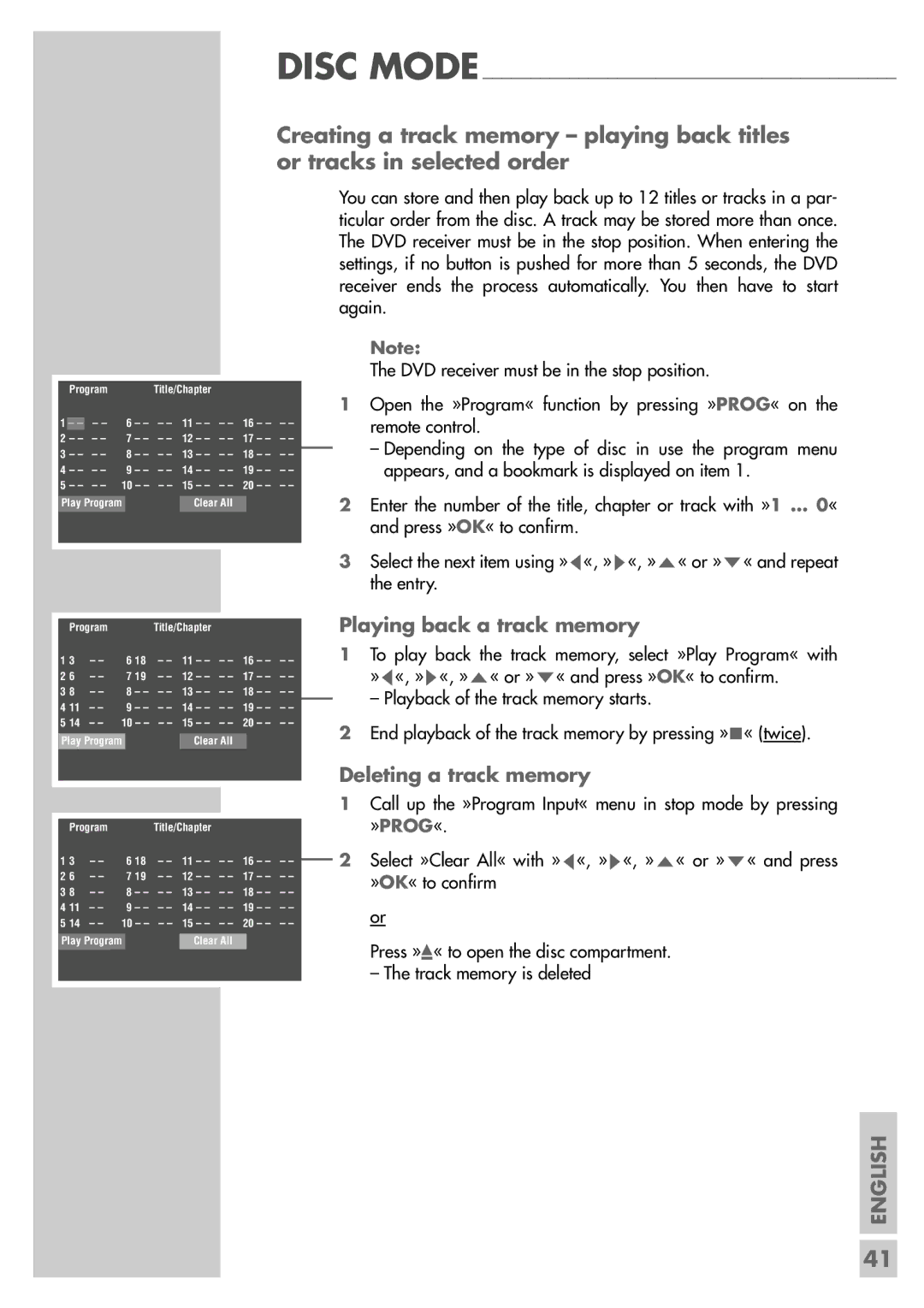 Grundig DR 5400 DD manual Playing back a track memory, Deleting a track memory 