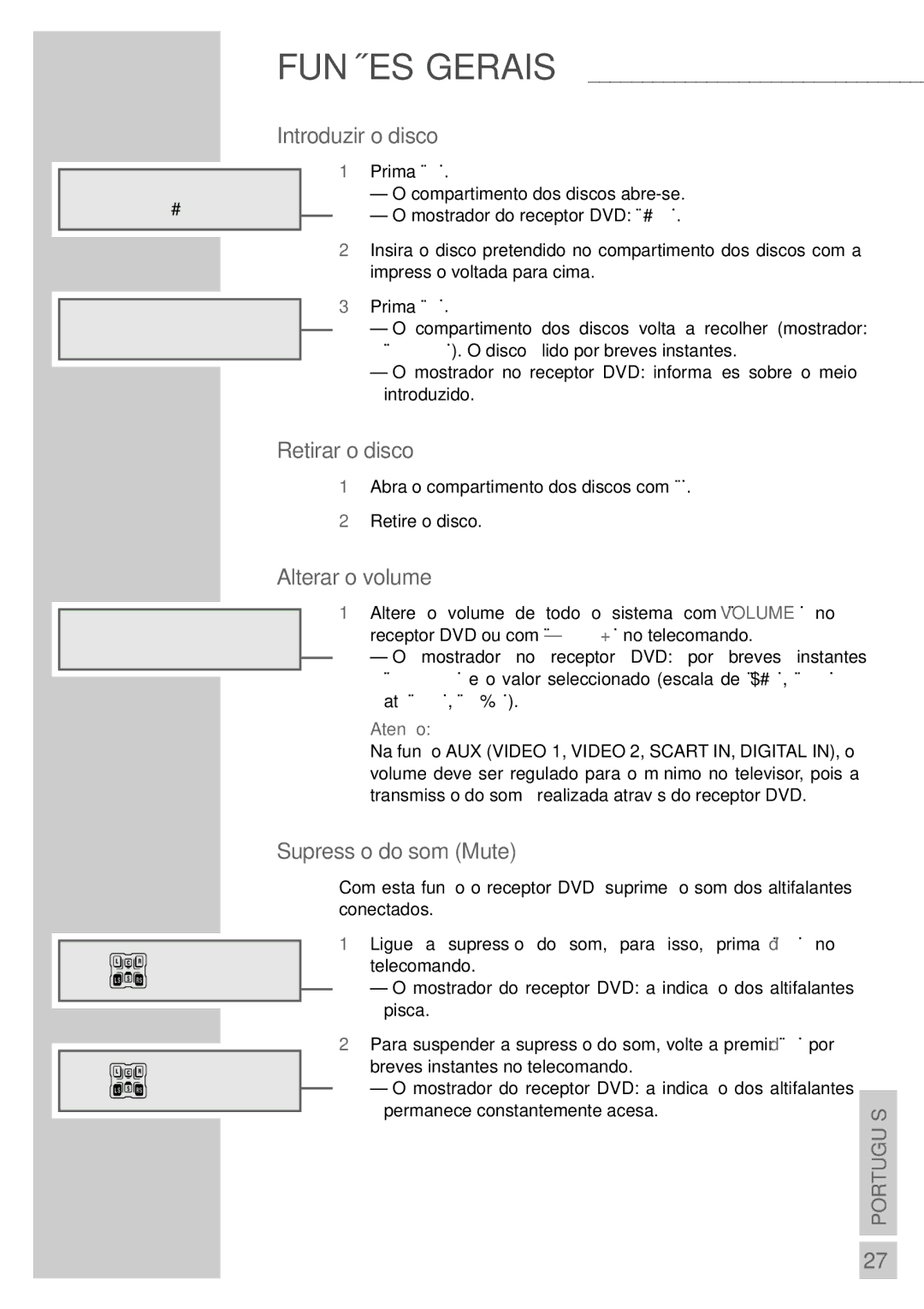 Grundig DR 5400 DD manual Supressão do som Mute, Retirar o disco 