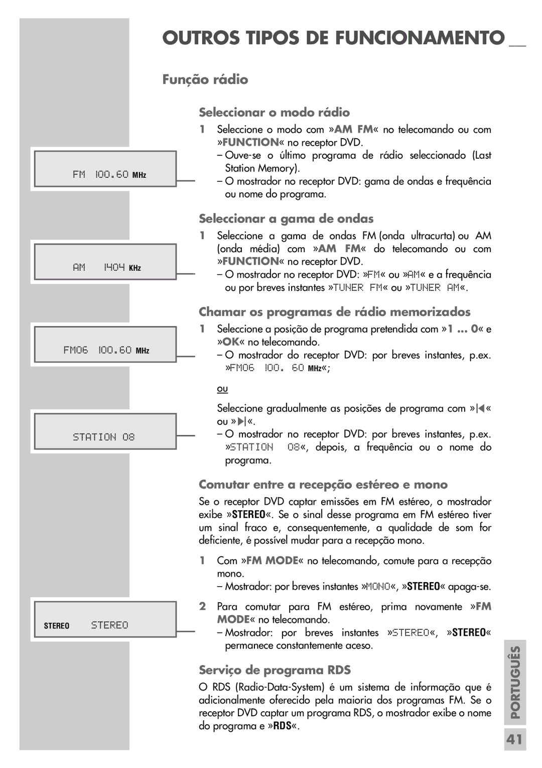 Grundig DR 5400 DD manual Função rádio 