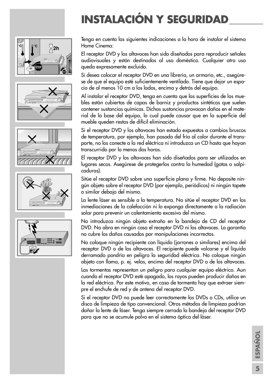 Grundig DR 5400 DD manual Instalación Y Seguridad____________, Español 
