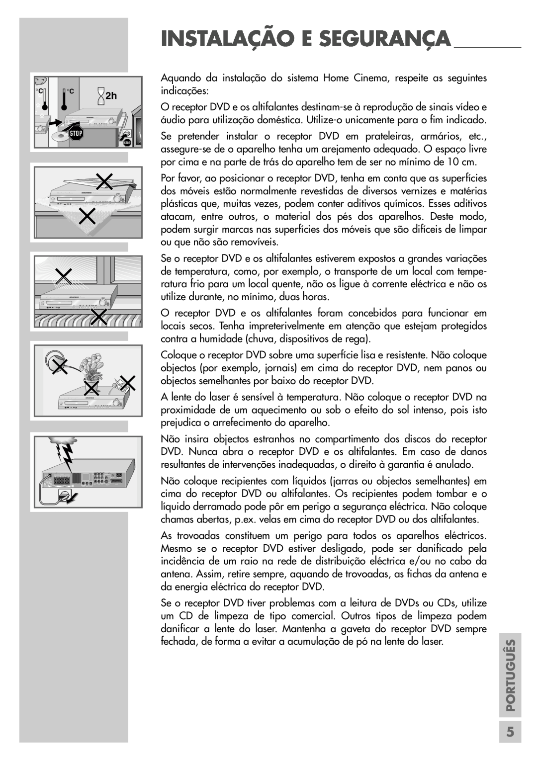 Grundig DR 5400 DD manual Instalação E Segurança, Português 