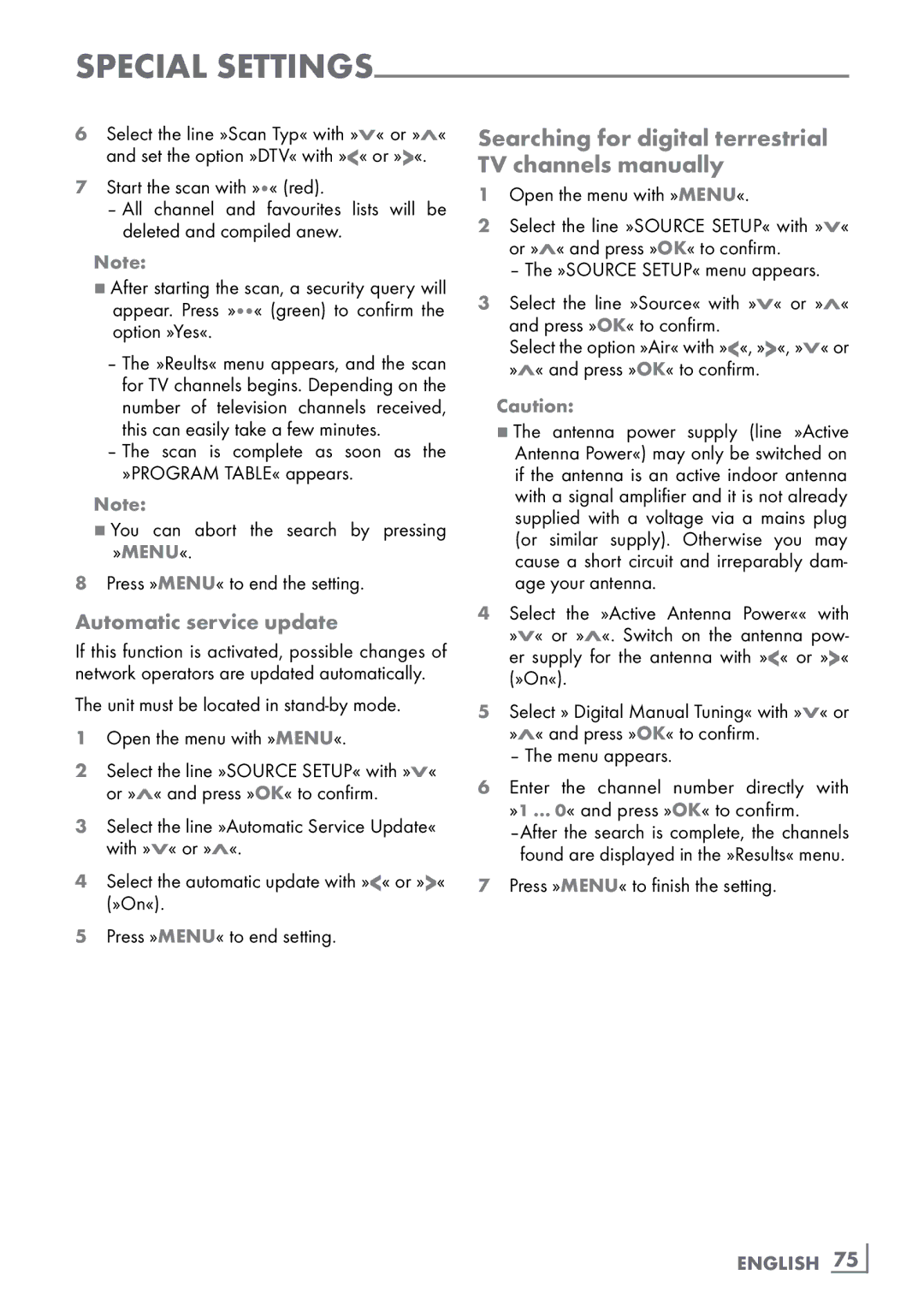 Grundig FineArts 46 FLE 9170 SL Searching for digital terrestrial TV channels manually, Automatic service update 