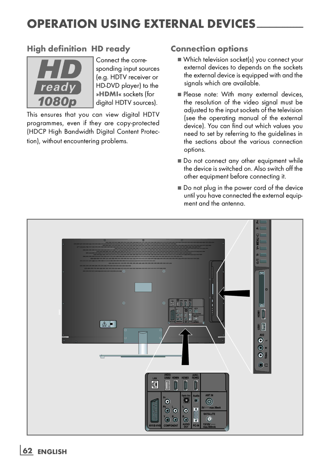 Grundig FLE 9170 SL manual High definition ­HD ready Connection options 