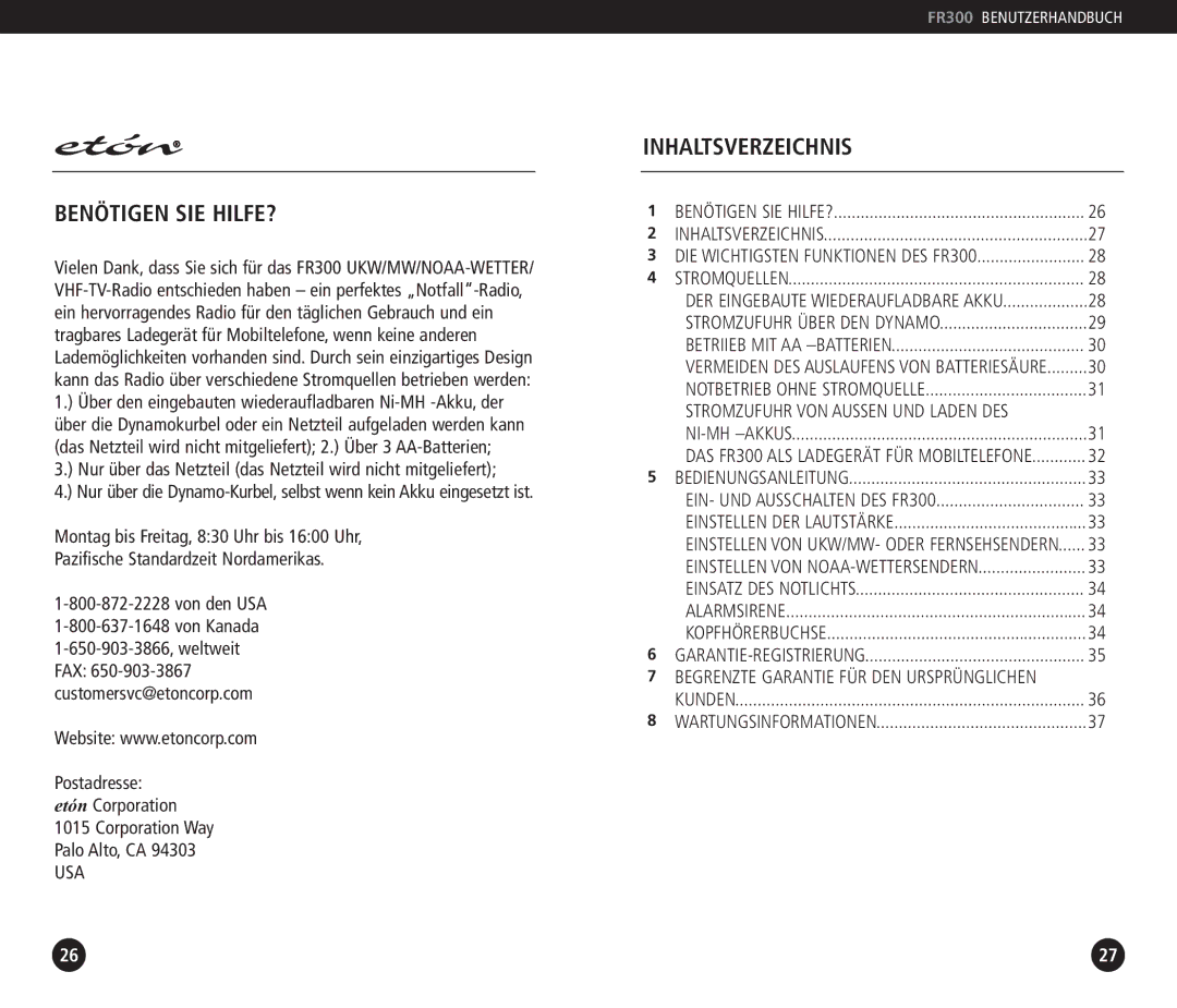 Grundig FR 300 operation manual Benötigen SIE HILFE?, Inhaltsverzeichnis, Begrenzte Garantie FÜR DEN Ursprünglichen 