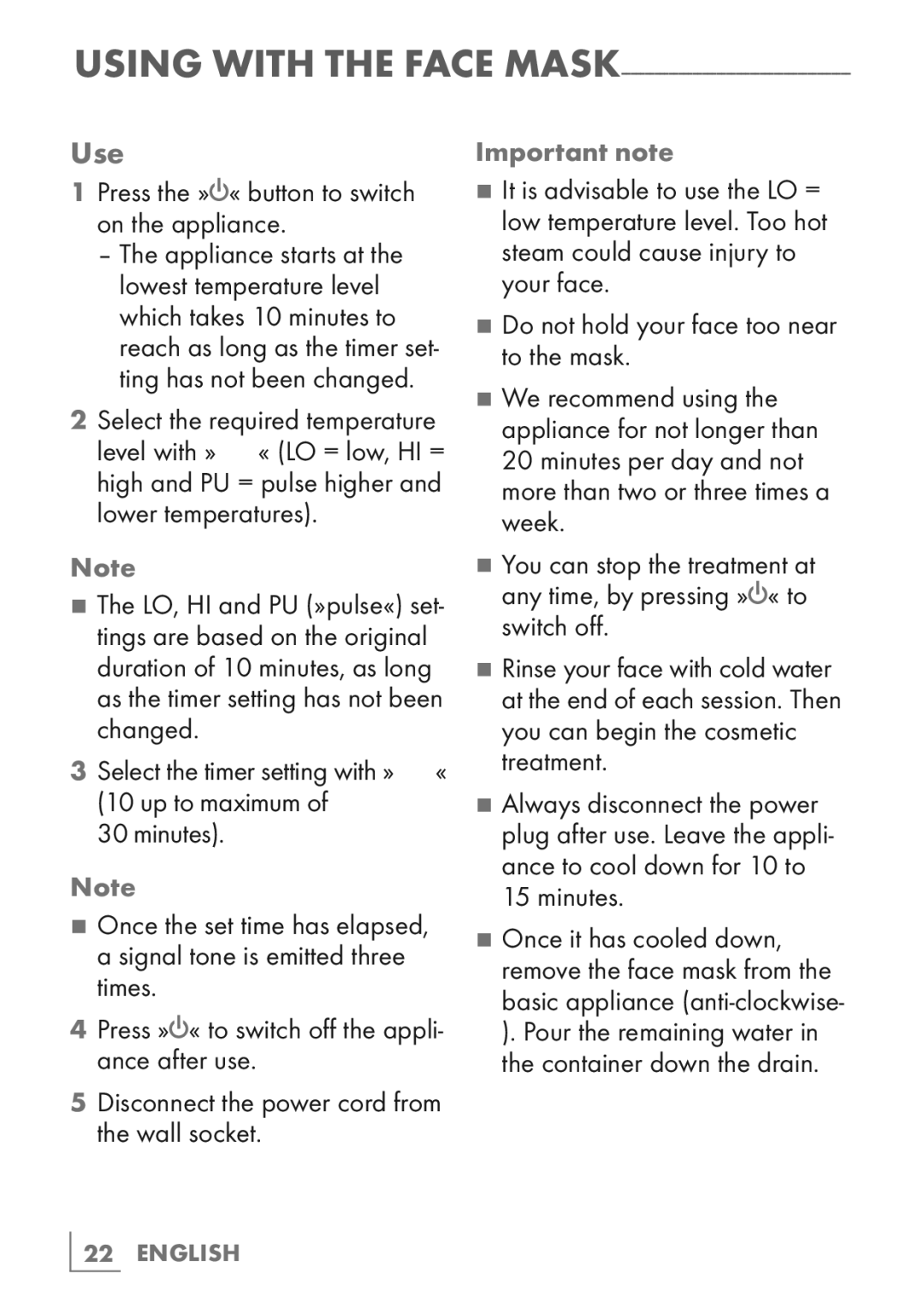 Grundig FS 4820 manual Use, Press the »8« button to switch on the appliance, Important note 