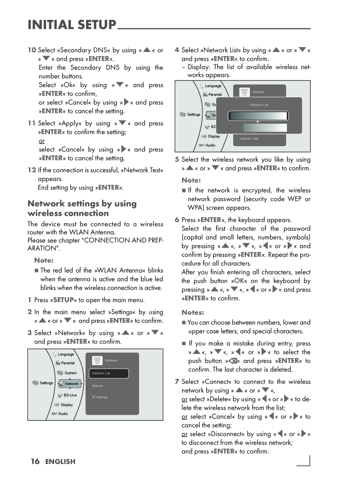 Grundig GBP 7000 3D manual Network settings by using wireless connection, 16­ English 