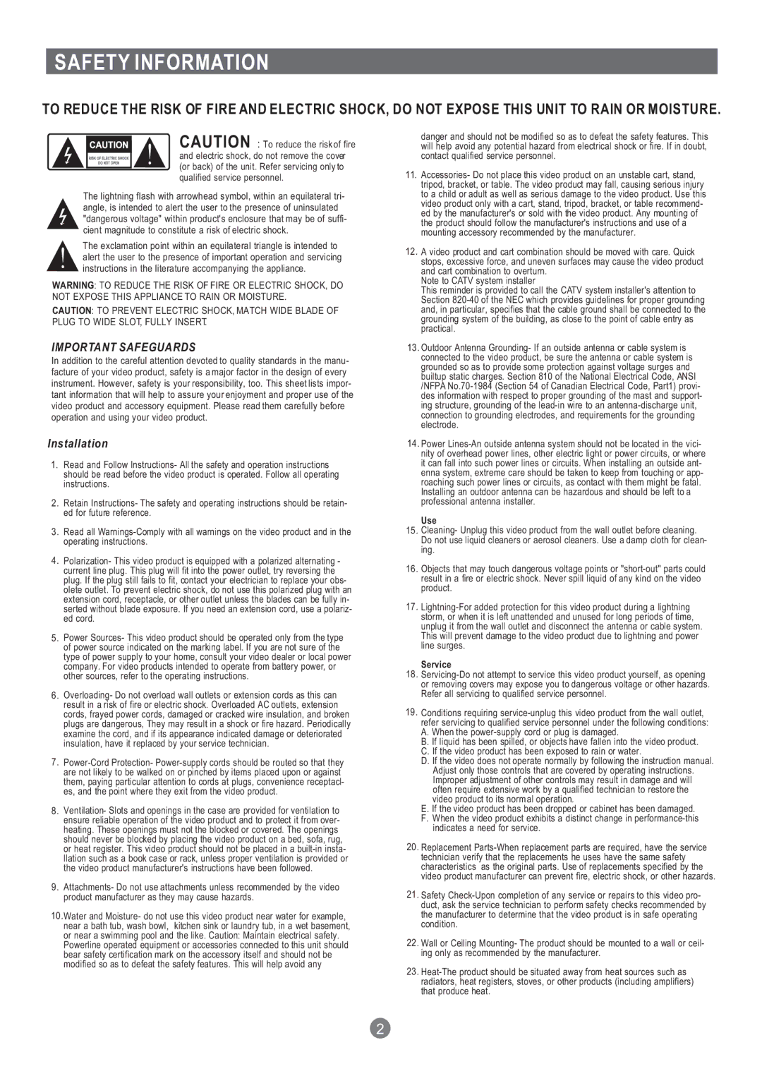 Grundig GDP 1600P manual Safety Information, Important Safeguards 