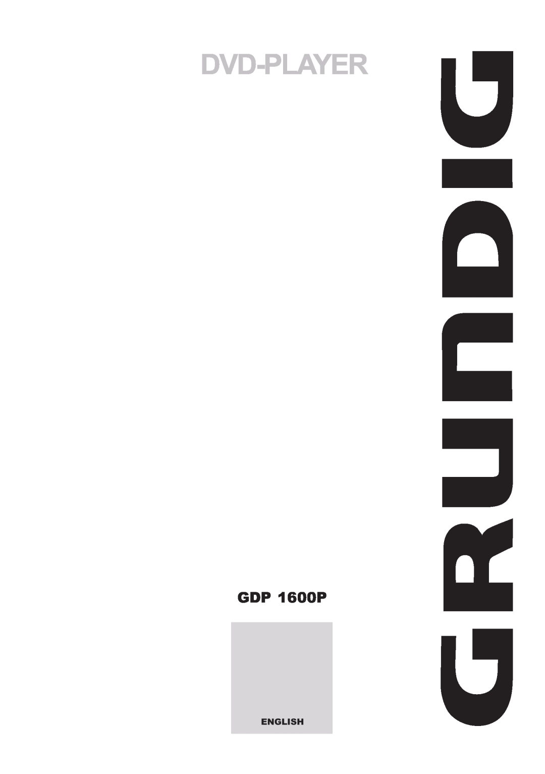 Grundig GDP 1600P manual Dvd-Player, English 