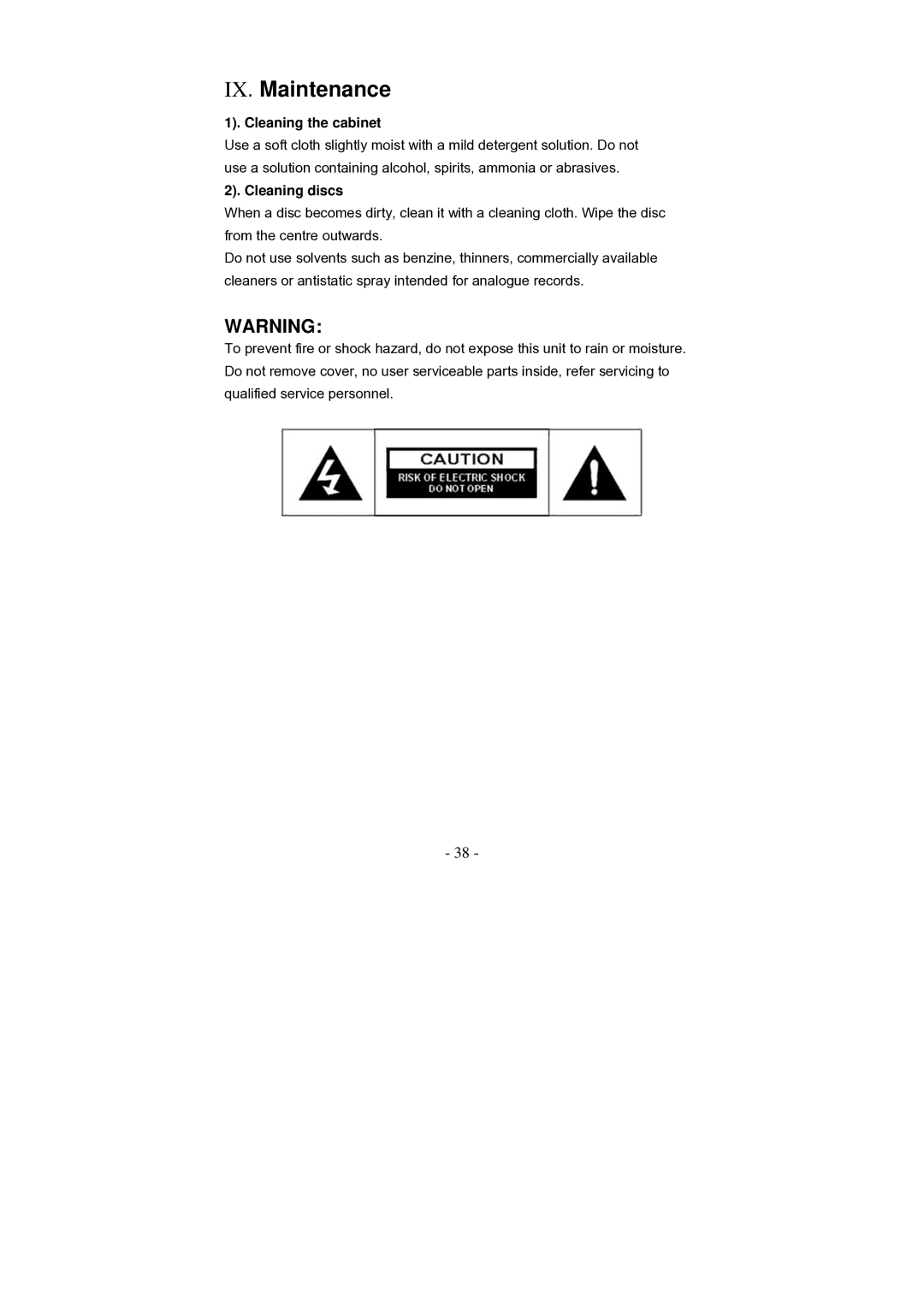 Grundig GLCD2206HDVW, GLCD1906HDVW manual IX. Maintenance, Cleaning the cabinet, Cleaning discs 