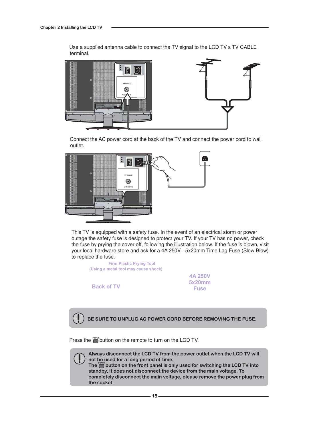 Grundig GLCD3201, GLCD4001 manual Press the button on the remote to turn on the LCD TV 