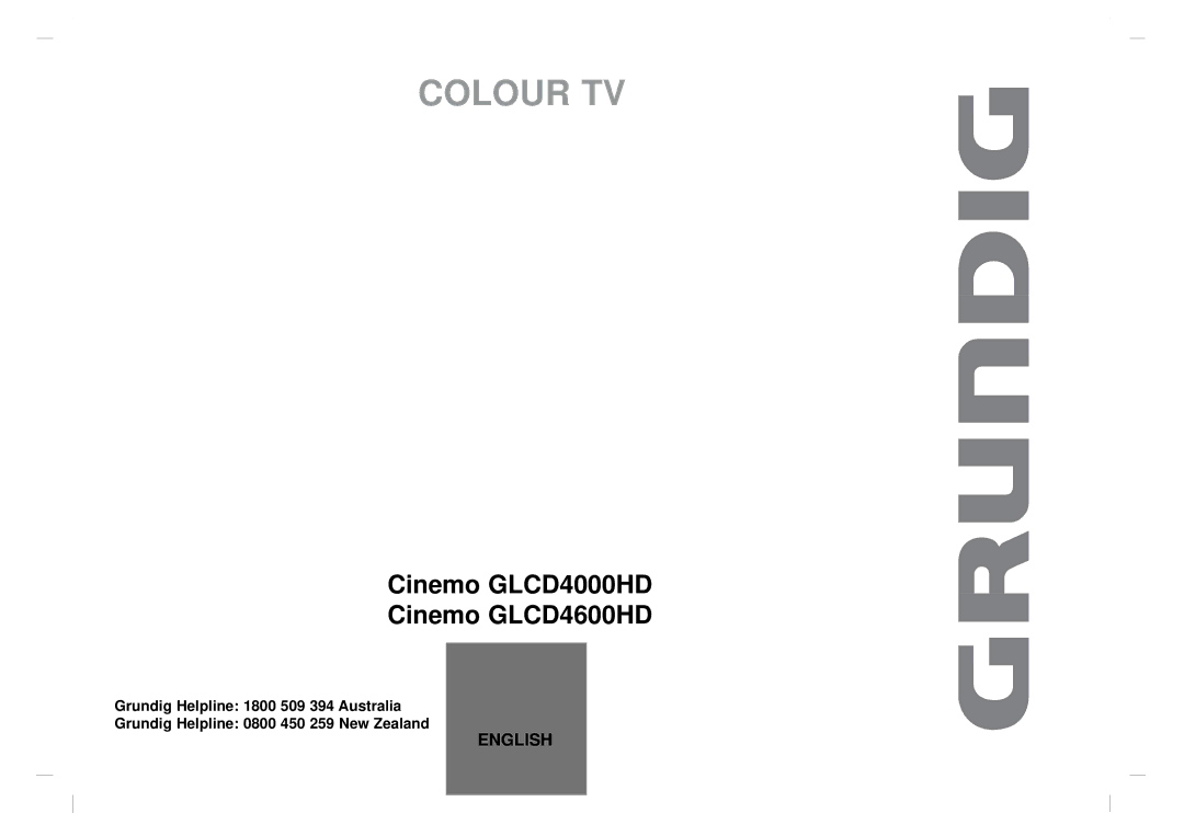 Grundig GLCD4000HD, GLCD4600HD manual Colour TV 