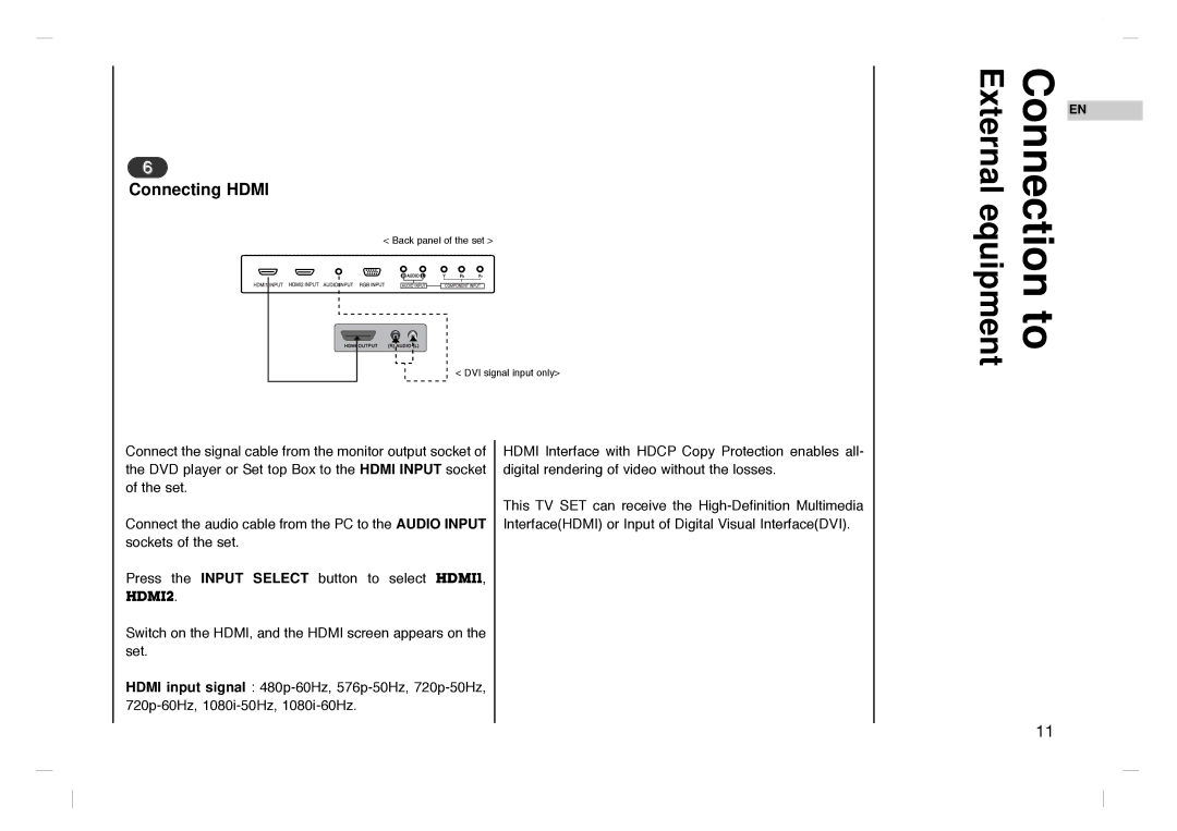 Grundig GLCD4000HD, GLCD4600HD manual Connecting Hdmi 