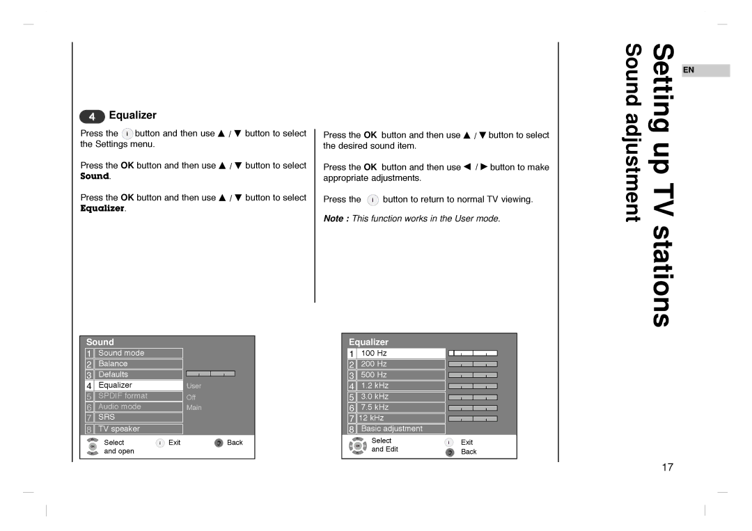 Grundig GLCD4000HD, GLCD4600HD manual Setting, Equalizer 