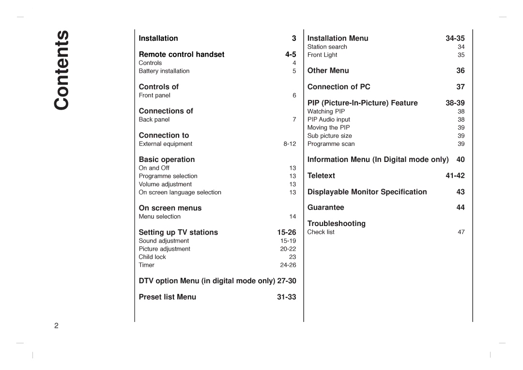 Grundig GLCD4000HD, GLCD4600HD manual Contents 