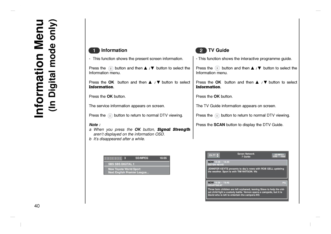 Grundig GLCD4000HD, GLCD4600HD manual Information, TV Guide 