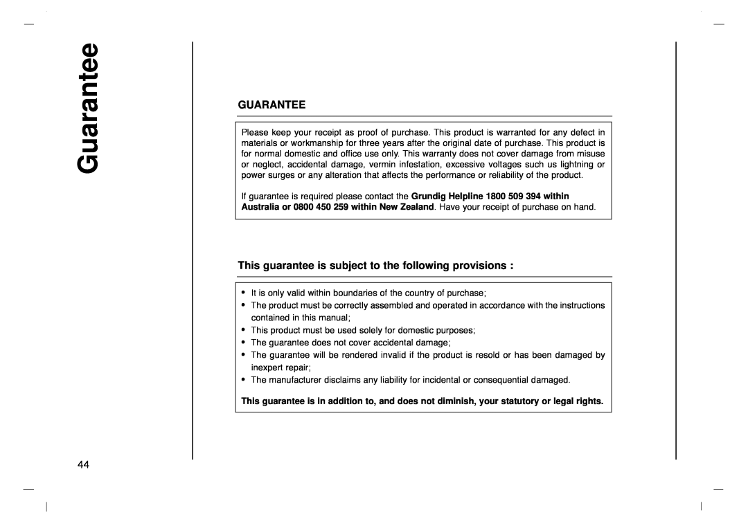 Grundig GLCD4000HD, GLCD4600HD manual Guarantee, This guarantee is subject to the following provisions 