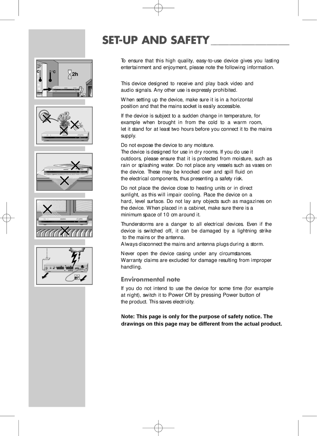 Grundig GLDCD1904WDVD, TR 1521 manual Environmental note 