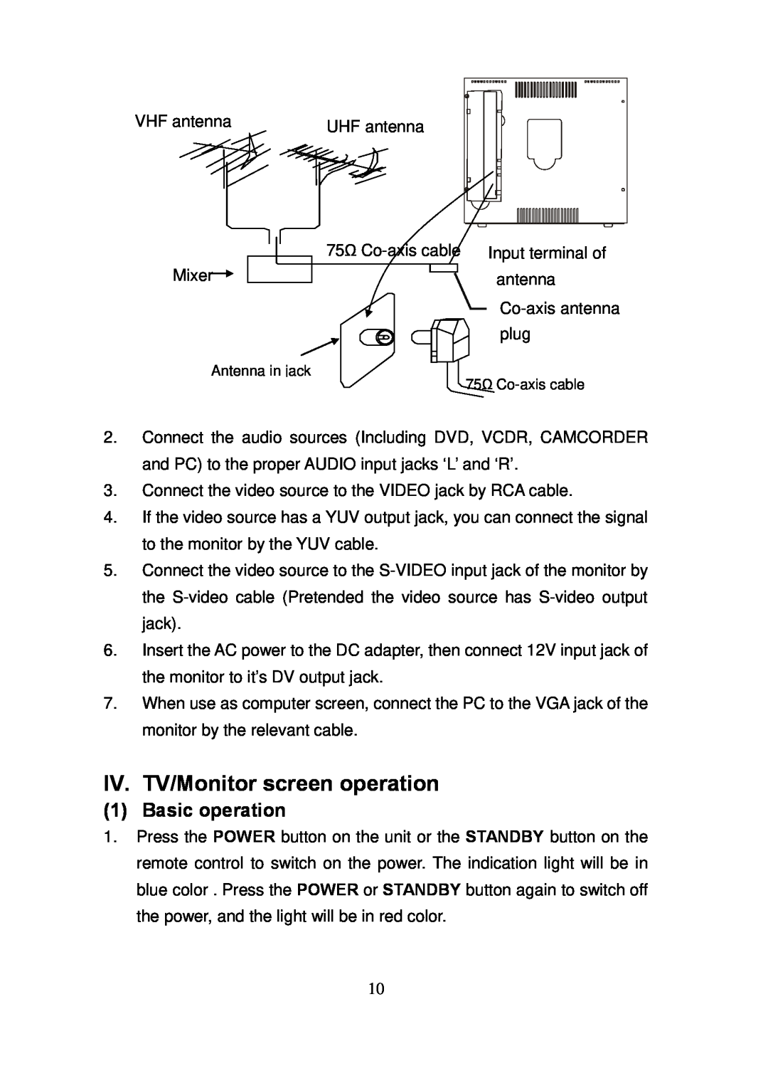 Grundig TR 1521, GLDCD1904WDVD manual IV. TV/Monitor screen operation, Basic operation 