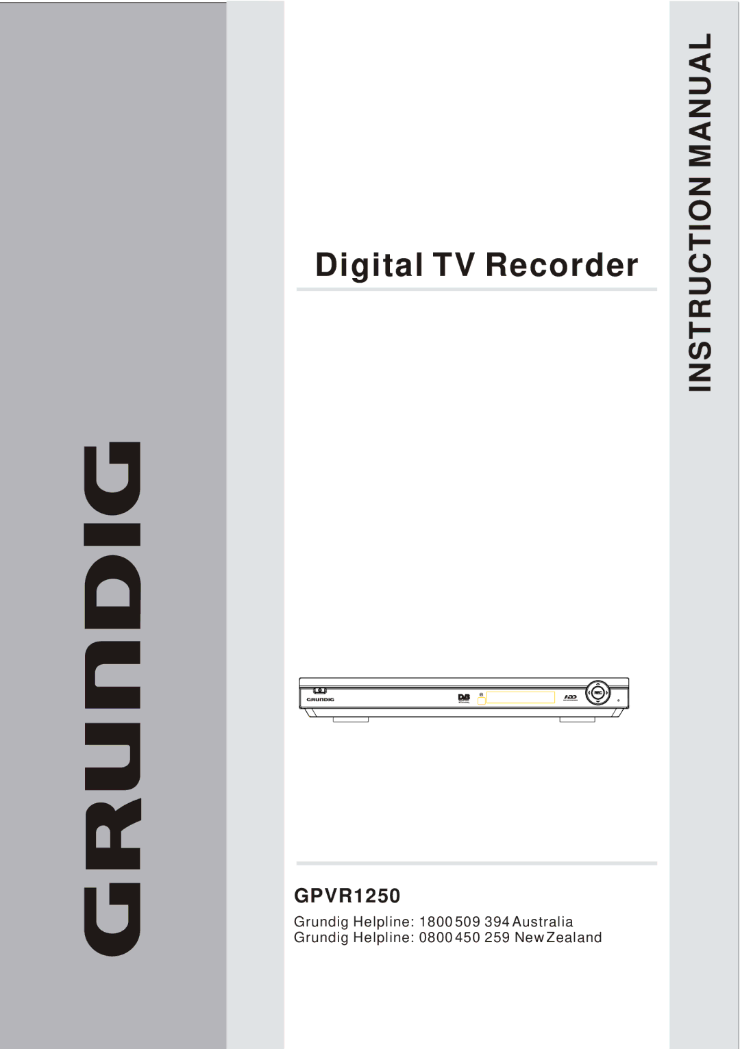 Grundig GPVR1250 instruction manual Digital TV Recorder 