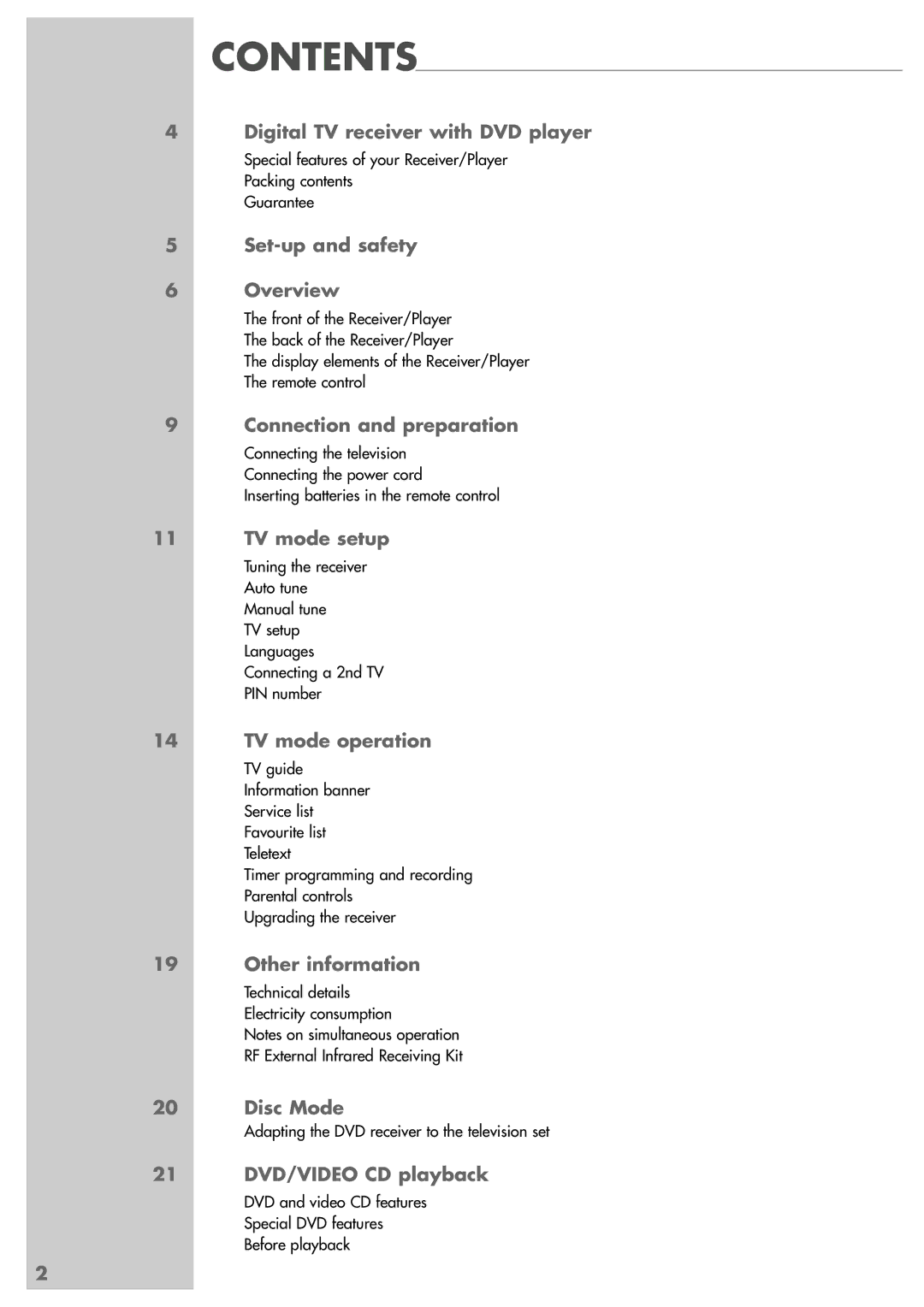 Grundig GRP6000 manual Contents 