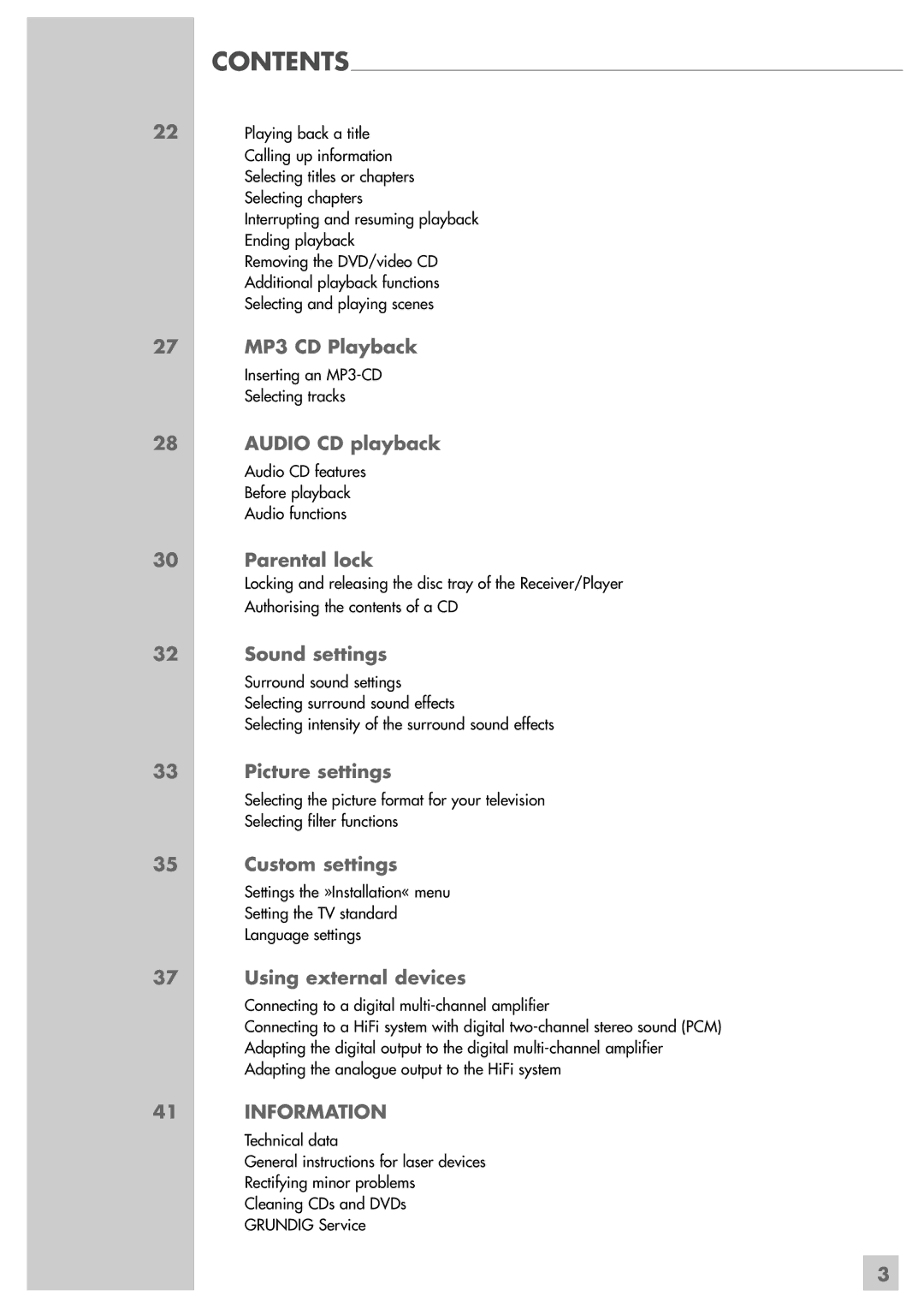 Grundig GRP6000 manual Contents 