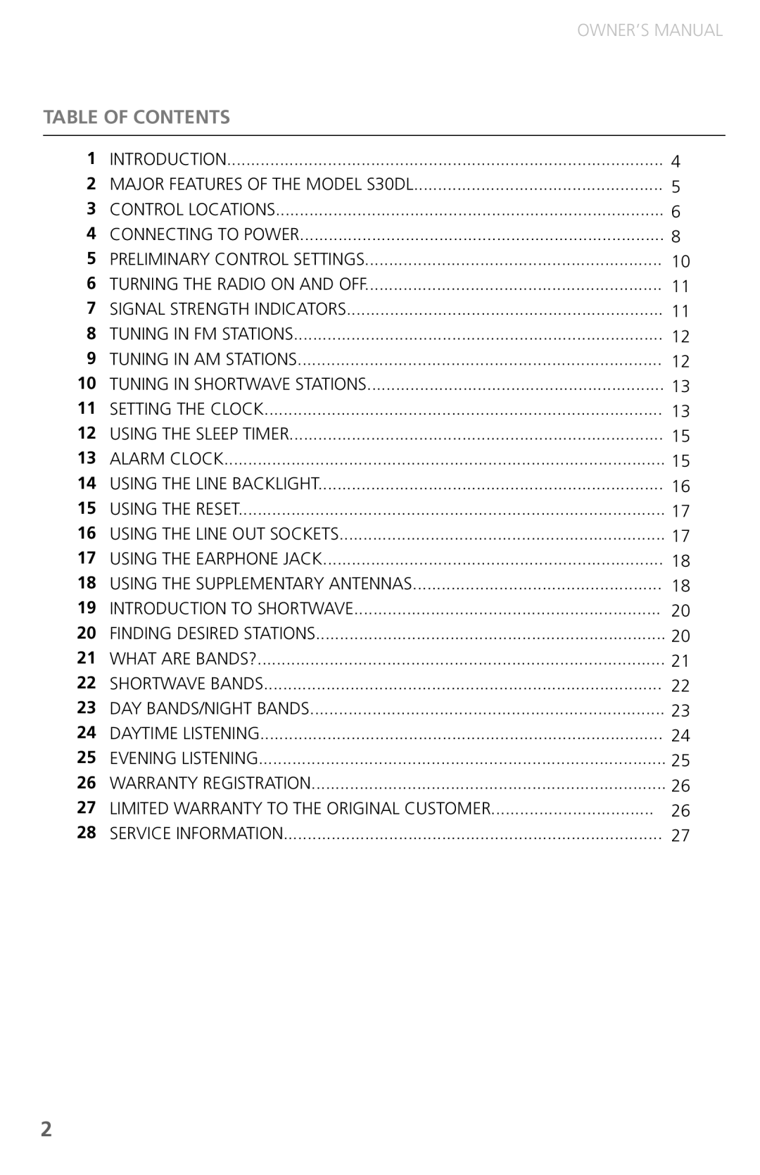 Grundig GS350DL owner manual Table of Contents 