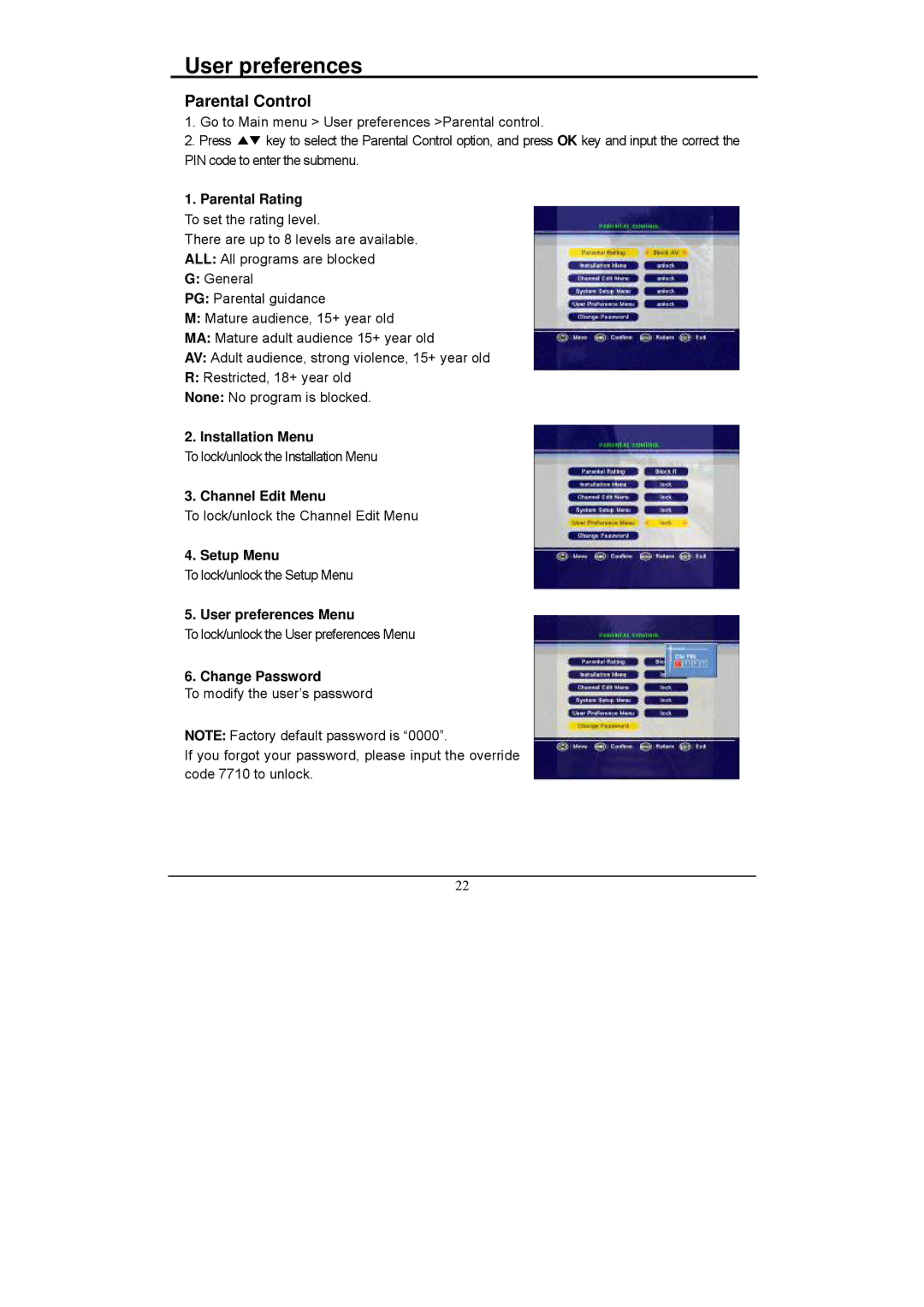 Grundig GSTB3103HD manual Installation Menu 