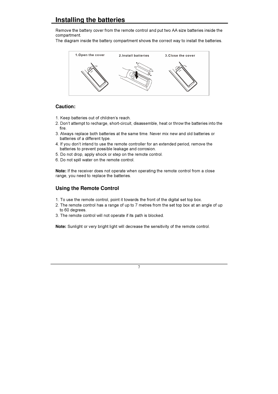 Grundig GSTB3103HD manual Installing the batteries, Using the Remote Control 