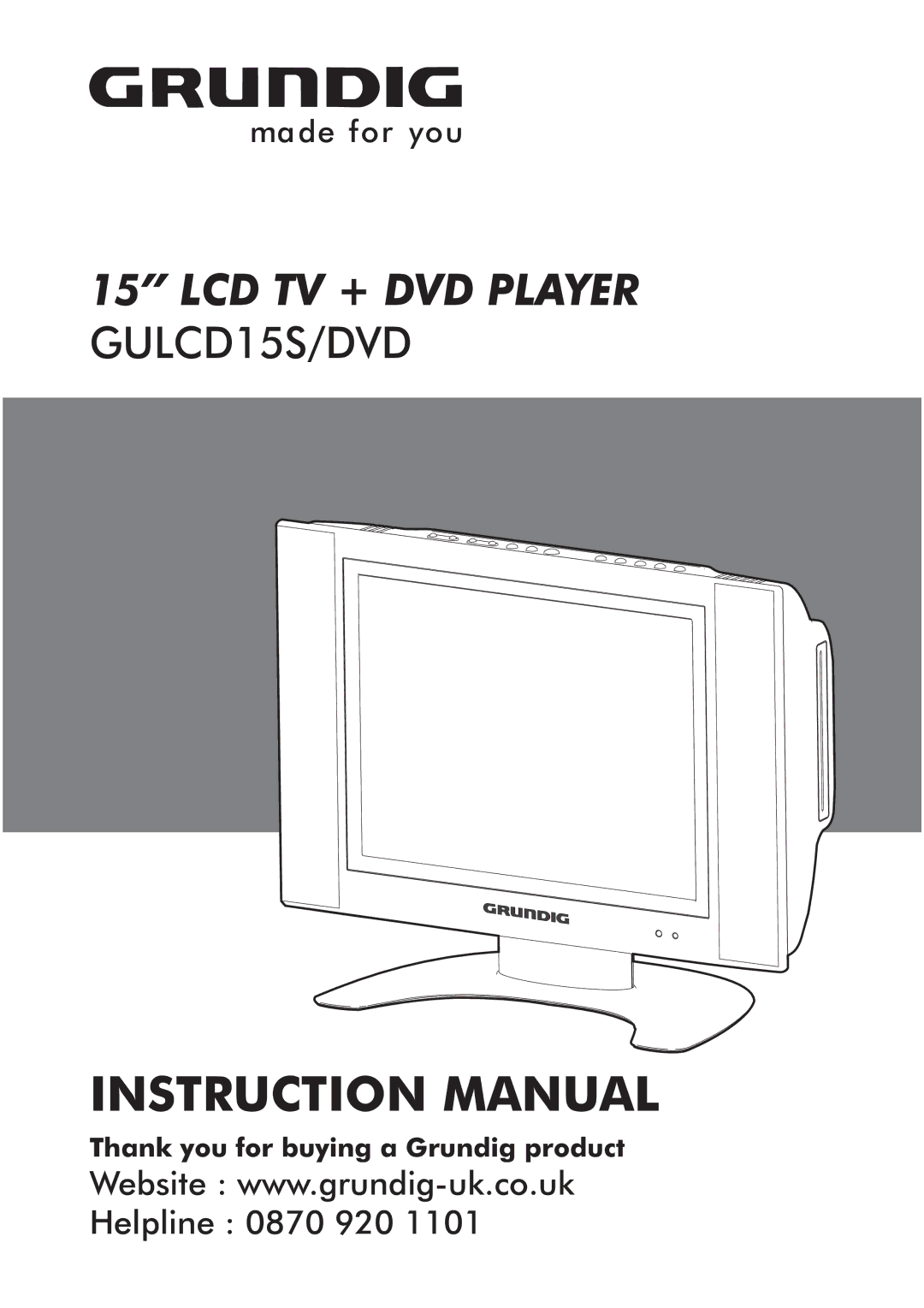 Grundig GULCD15S/DVD instruction manual LCD TV + DVD Player 