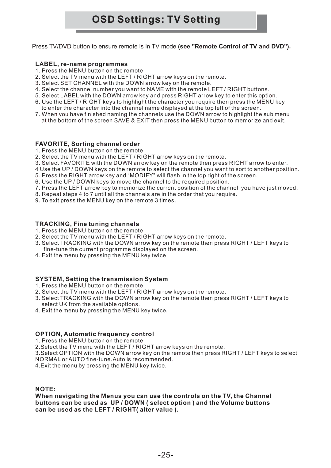 Grundig GULCD15S/DVD instruction manual LABEL, re-name programmes 