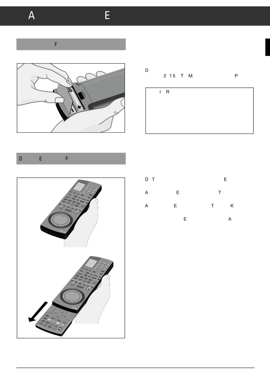 Grundig GV 470 S VPT manual Batterien in die Fernbedienung einlegen, Die zwei Ebenen der Fernbedienung 