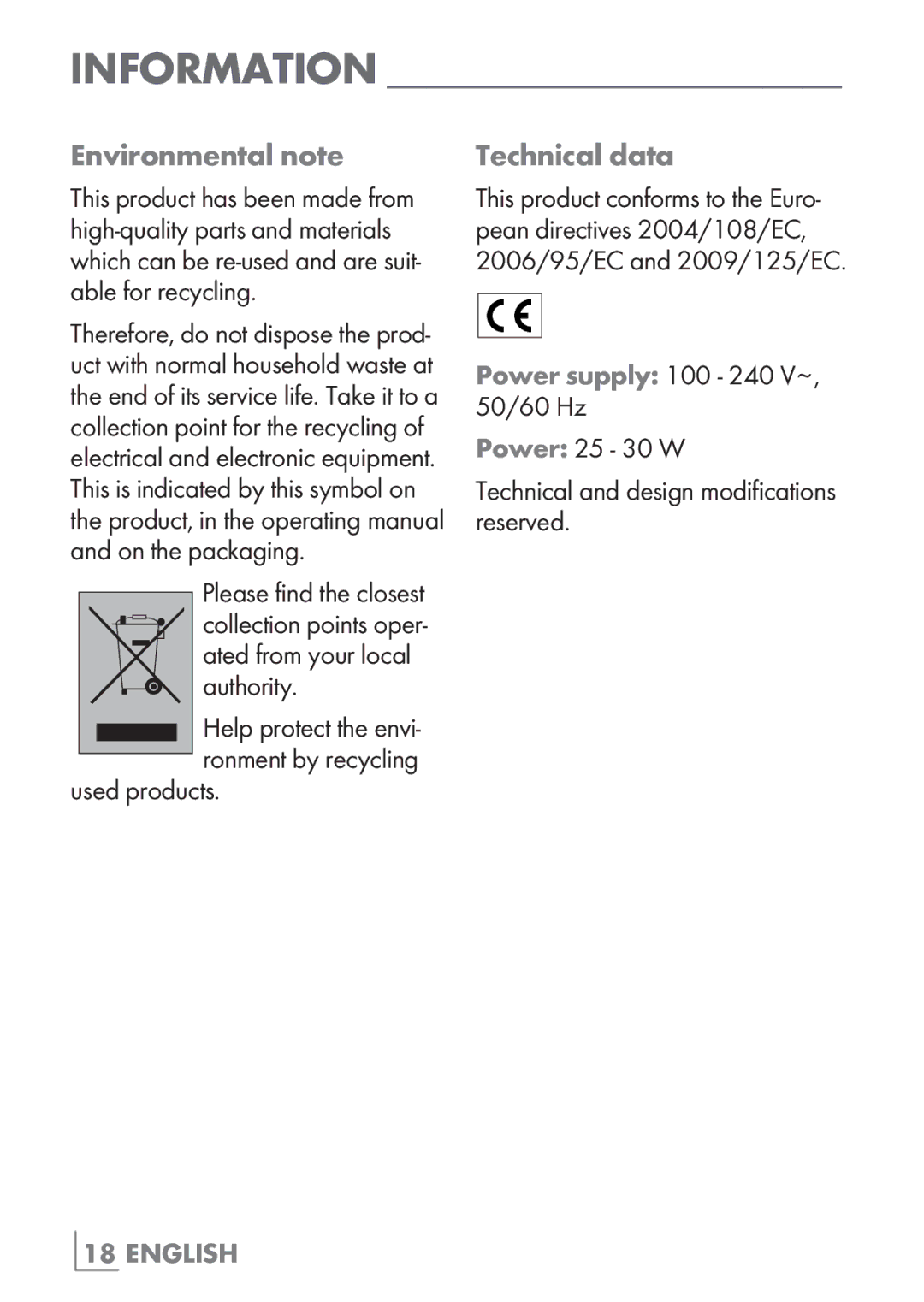 Grundig HS 4930 manual Environmental note, Technical data, Ated from your local Authority, Used products 