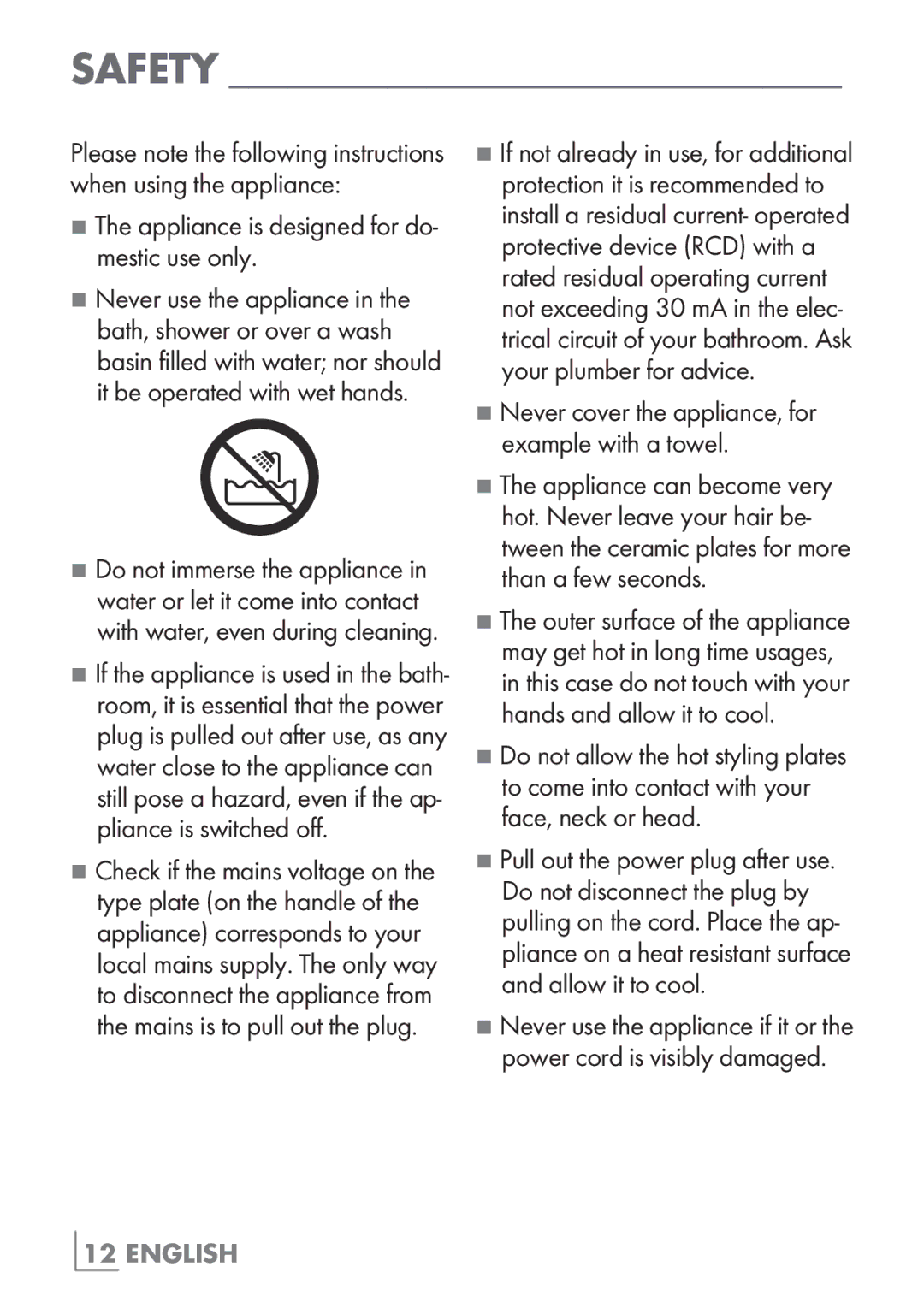 Grundig HS4931 manual Safety, Appliance is designed for do- mestic use only 