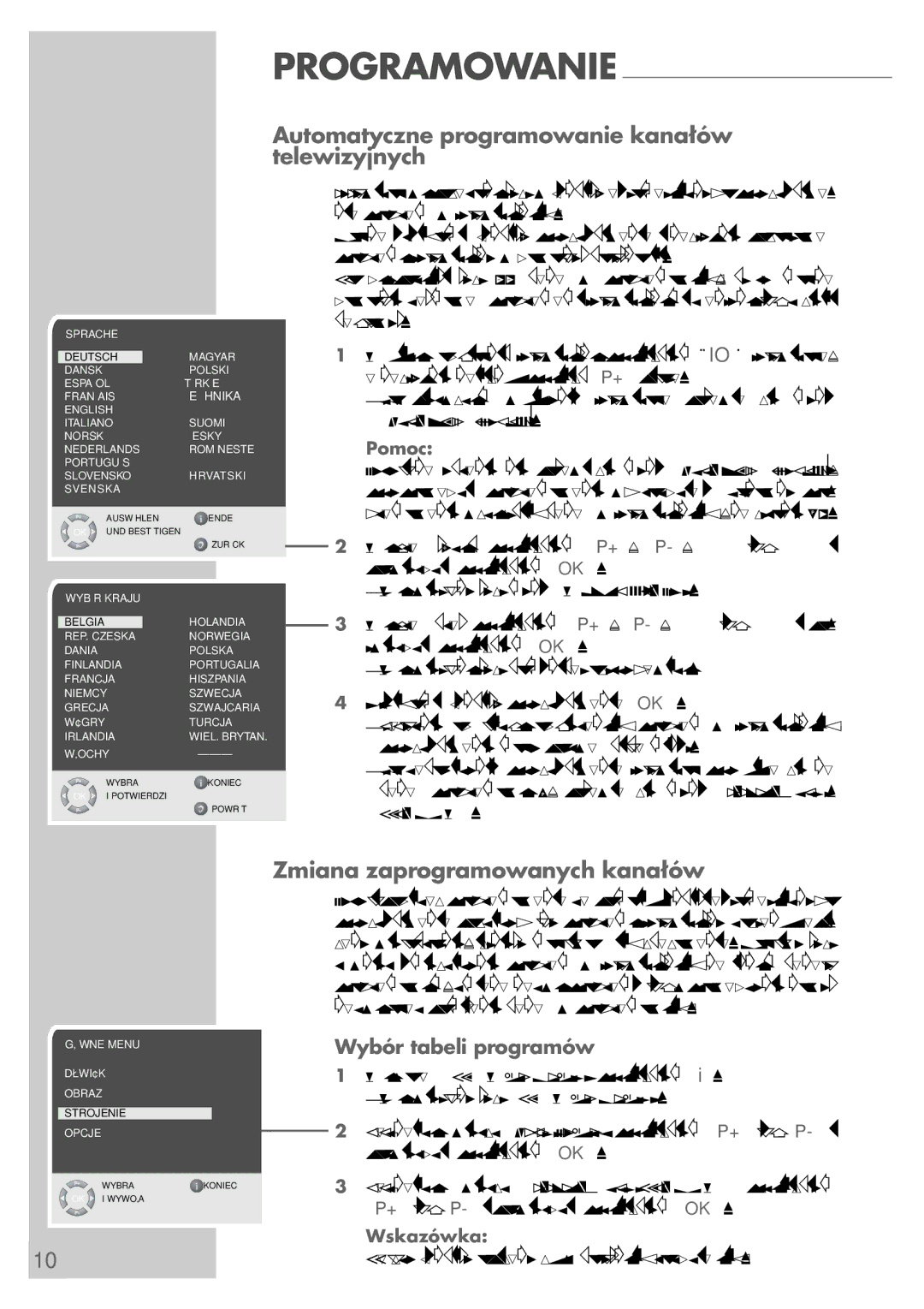 Grundig LCD 38-605 BS manual Automatyczne programowanie kanałów telewizyjnych, Zmiana zaprogramowanych kanałów 