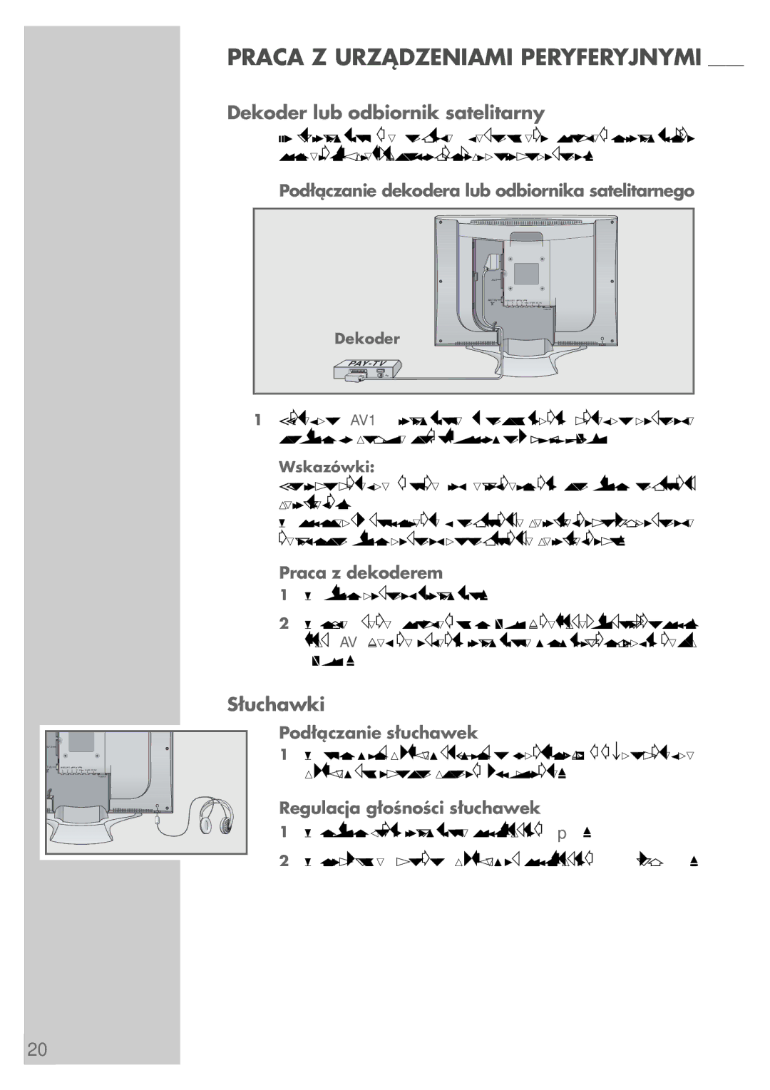 Grundig LCD 38-605 BS manual Dekoder lub odbiornik satelitarny, Słuchawki 