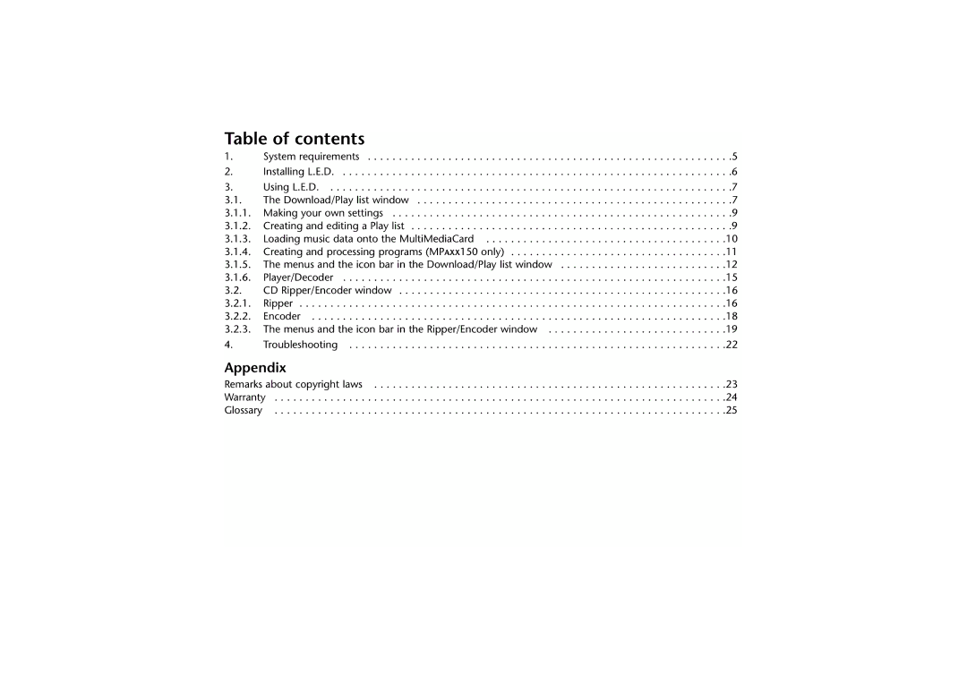 Grundig LED manual Table of contents 