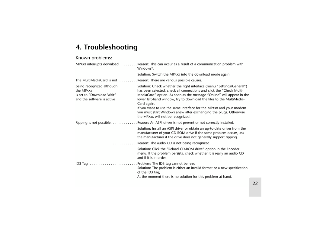 Grundig LED manual Troubleshooting, Known problems 
