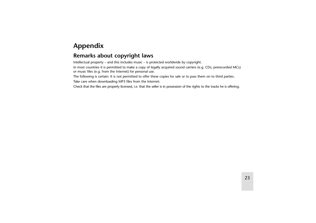 Grundig LED manual Appendix, Remarks about copyright laws 