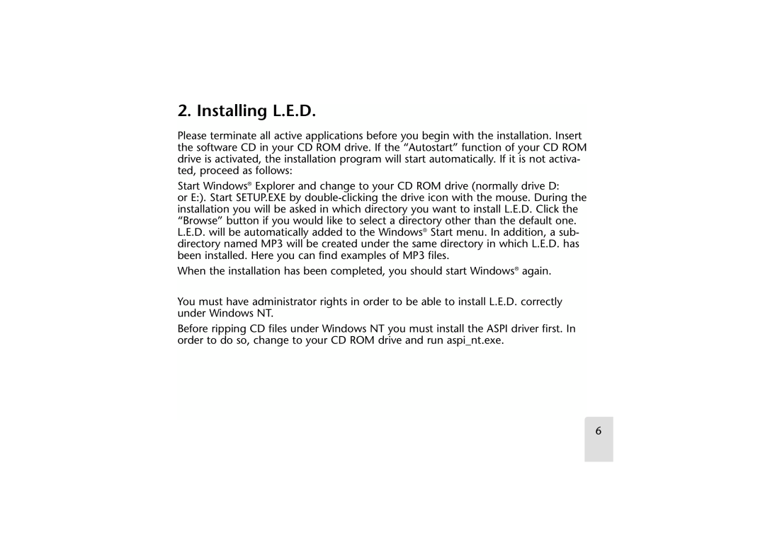 Grundig LED manual Installing L.E.D 