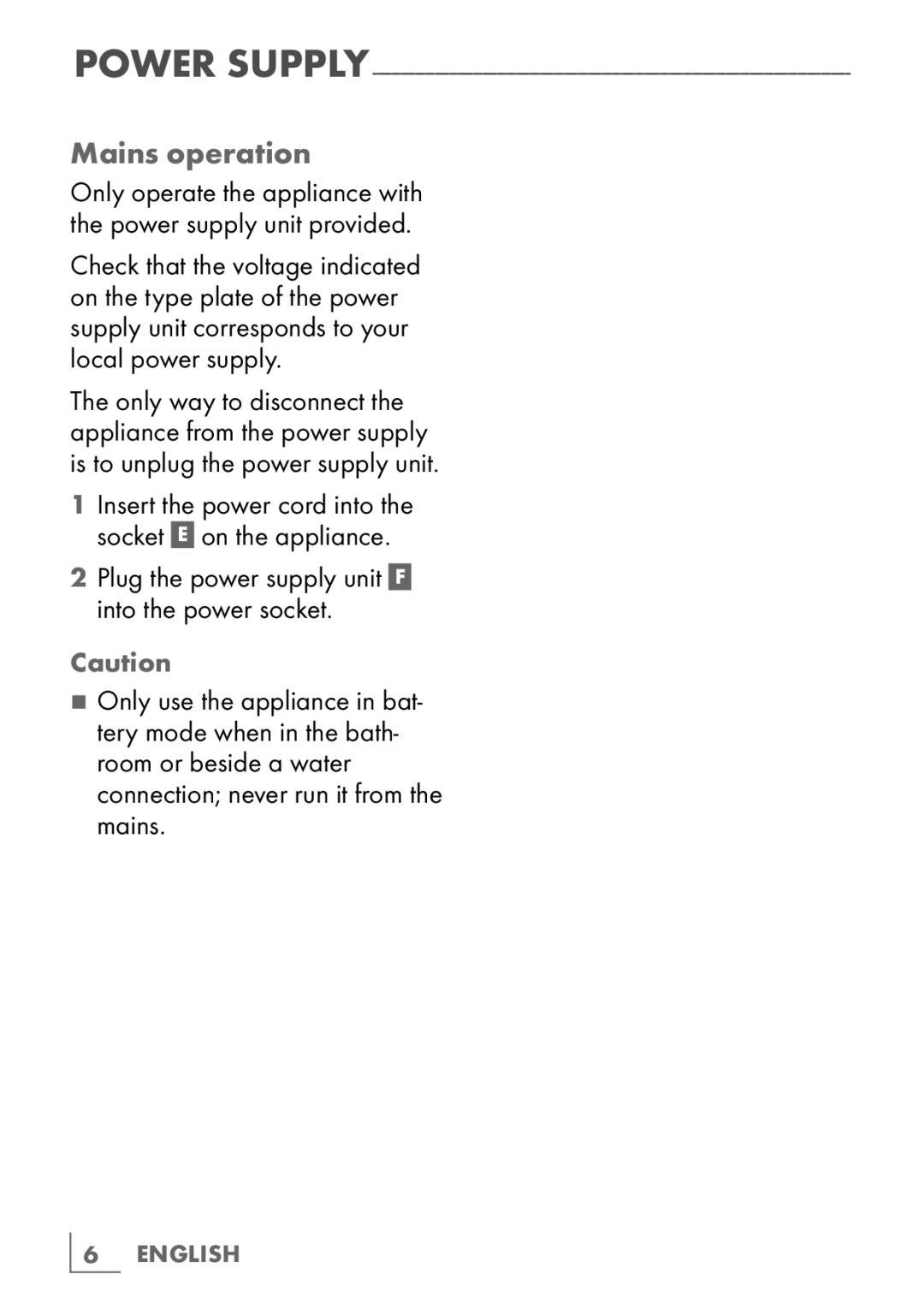 Grundig LS 4940 manual Mains operation 