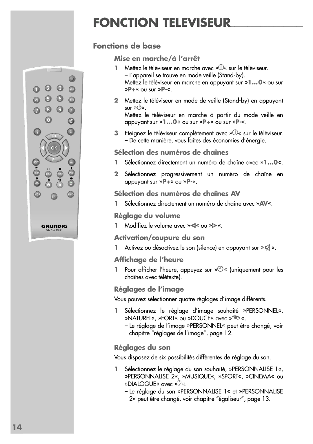 Grundig LW49-7710BS manual Fonctions de base 