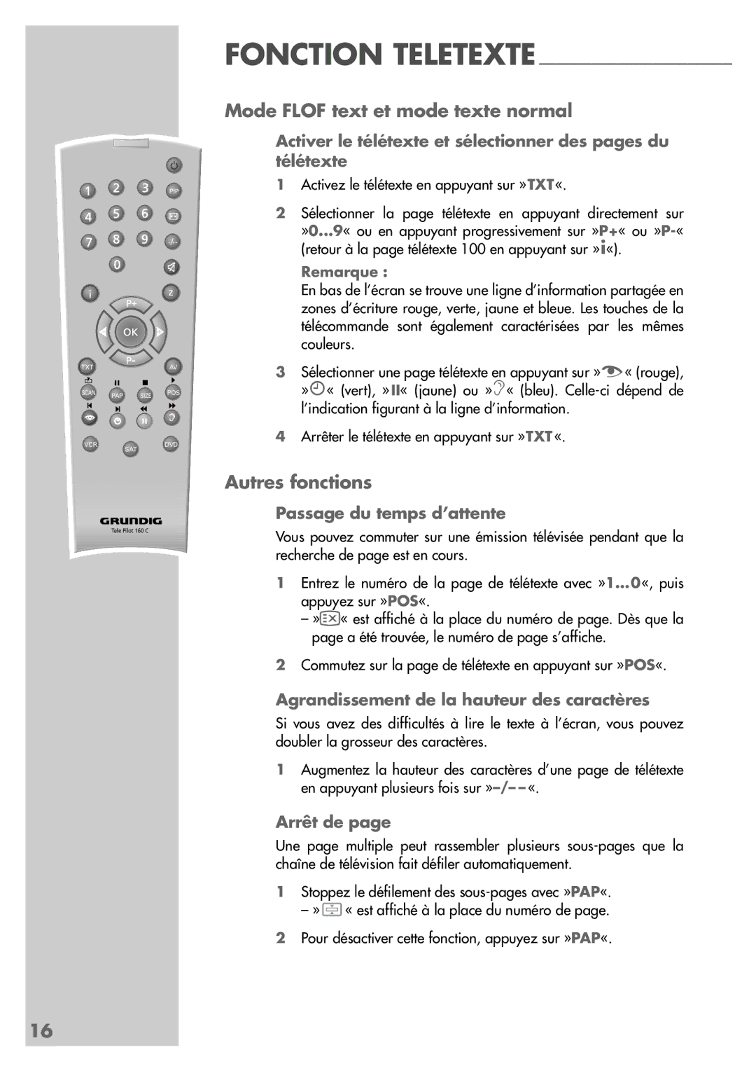 Grundig LW49-7710BS manual Mode Flof text et mode texte normal, Autres fonctions 