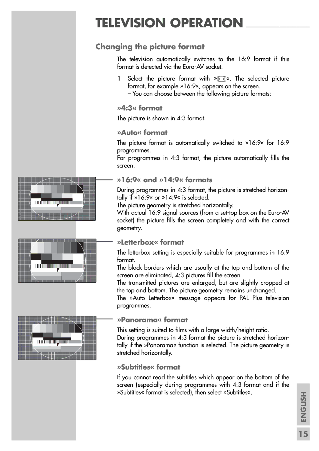 Grundig LXW 68-8510 TOP, LWX 82-8510 TOP manual Changing the picture format 